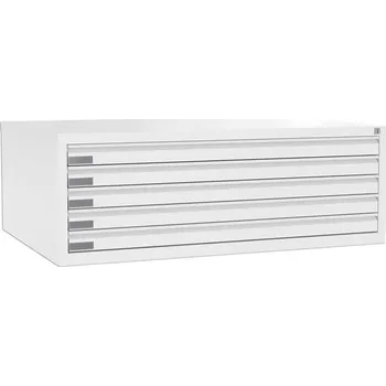 Kartotéka Zásuvková skříň na výkresy, 5 zásuvek, formát A0, barva bílá RAL9010