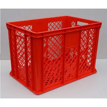 Plastová přepravka Euro400, 600 x 400 x 410 mm, mřížkové stěny, barva červená.