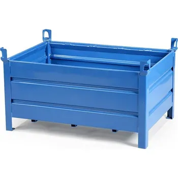 paleta Ohradová paleta, kovová, 800 x 600 mm, 4 plné bočnice, barva modrá RAL5010