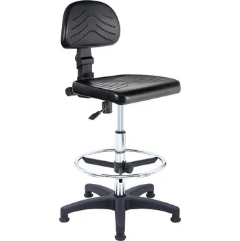 Vysoká dílenská židle STANDARD s opěrným kruhem, chrom