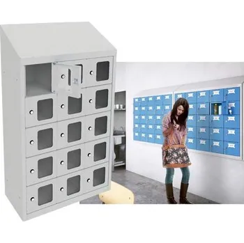 Minibox, 15 schránek s průzorem, v x š x h: 1090x620x300 mm, barva šedá RAL7035