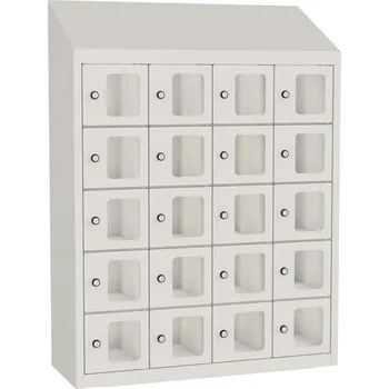 Minibox, 20 schránek s průzorem, v x š x h: 1090x810x300 mm, barva šedá RAL7035