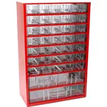 Ukládací skříňka se zásuvkami 306 x 155 x 460 mm, červená, 38 zásuvek