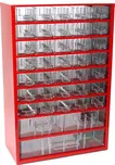 Ukládací skříňka se zásuvkami 306 x 155 x 460 mm, červená, 38 zásuvek