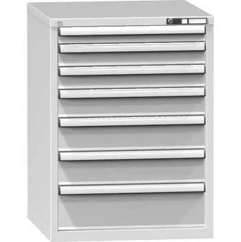 Zásuvková dílenská skříňka, 7 x zásuvka, v x š x h: 990 x 731 x 780 mm, barva šedá RAL7035