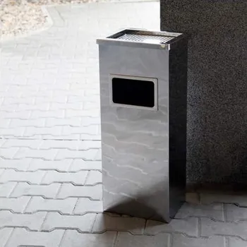 Odpadkový koš Nerezový koš s popelníkem MIRAGE, objem 22 l, výška 690 mm, povrch lesklý