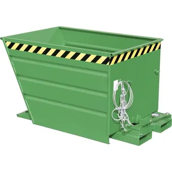 Přepravník Výklopný ocelový přepravník, objem 550 l, d x š x v: 1370x800x730 mm, barva zelená RAL6011