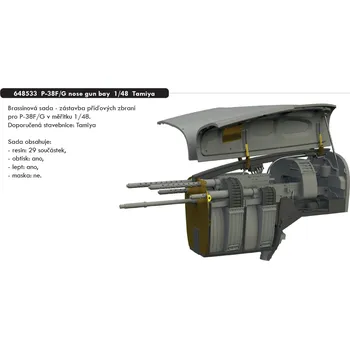 Plastikový model Eduard 1/48 P-38F/G nose gun bay (TAMIYA)