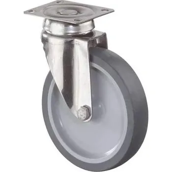 Pojezdové kolečko Přístrojové kolečko, otočné, vidlice z nerezi, pr. 50 mm, s plotýnkou nosnost 40 kg