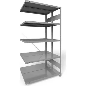 Dílenský regál Zásuvný regál CLIP S3, dvoustranný, V: 2000 mm, 2 x 5 polic 1000 x 500 mm, nosnost 230 kg, šedý, přídavný