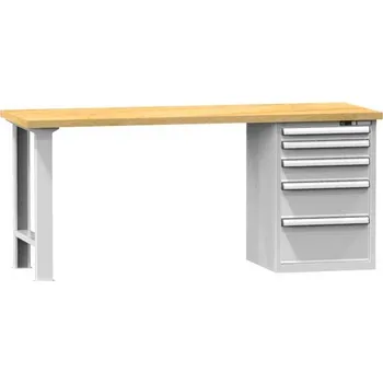 Dílenský stůl Dílenský stůl KOMBI, d x h x v: 1500x700x880 mm, 5 x zásuvka, barva šedá RAL7035
