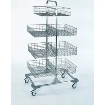 Nerezový pojízdný stojan se 2x4 závěsnými koši, v x š x h: 1440x830x550 mm