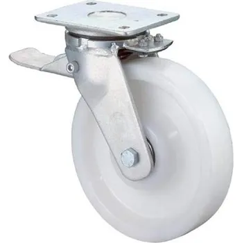 Pojezdové kolečko Transportní kolečko, otočné s brzdou, kolo z bílého plastu, pr. 150 mm, nosnost 800 kg