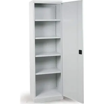 Kovová skříň s jednokřídlými dveřmi, v x š x h: 1990 x 600 x 435 mm, barva korpusu šedá RAL7035 / dveří šedá RAL7035