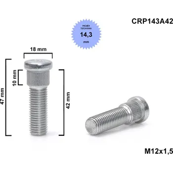 Kolový svorník - šteft M12x1,5x42 tisícihran průměr 14,3mm CRP143A42 délka 47mm