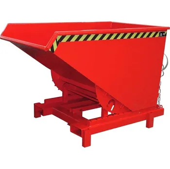 Přepravník Těžkotonážní výklopný přepravník, objem 900 l, nosnost 4000 kg, d x š x v: 1310x1580x970 mm, barva červená RAL3000