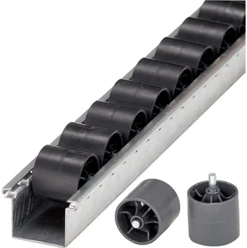 Dopravníkový pás Válečková lišta ESD, délka 2 m, rovné plastové válečky s ocelovou osou