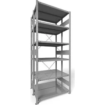 Dílenský regál Zásuvný regál CLIP S3, dvoustranný, V: 2500 mm, 2 x 6 polic 1000 x 300 mm, nosnost 150 kg, šedý, základní