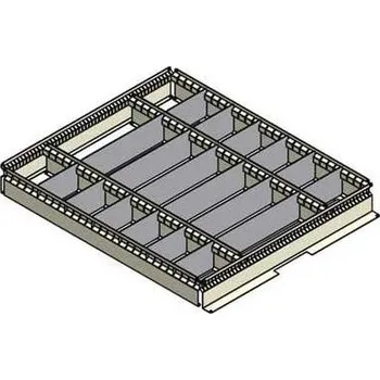 Dílenský stůl Přestavitelné dělení zásuvek TECHNO, lakované, 3 x 7, výška 75 mm.