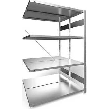 Dílenský regál Zásuvný regál CLIP S3, dvoustranný, V: 2000 mm, 2 x 5 polic 1300 x 600 mm, nosnost 230 kg, pozinkovaný, přídavný