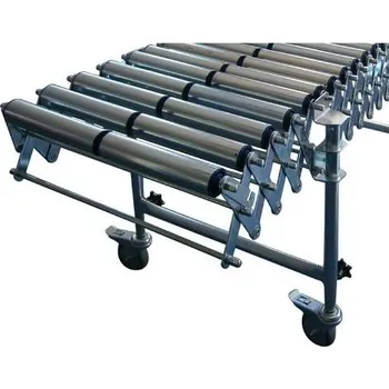 Dopravníkový pás Gravitační dopravník s ocelovými válečky, roztažitelný, šířka 500 mm, délka 2920-7360 mm