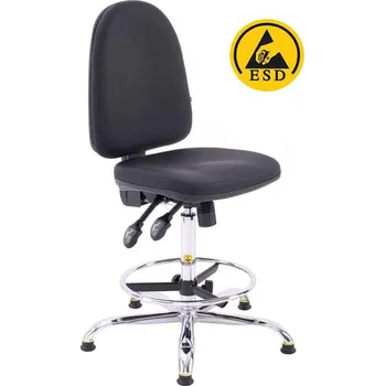 Antistatická čalouněná ESD židle "CleanRoom", vysoká na kluzácích, mechanika SYNCHRO