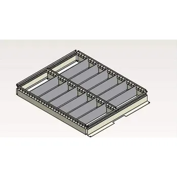 Dílenský stůl Přestavitelné dělení zásuvek TECHNO, lakované, 2 x 7, výška 75 mm.
