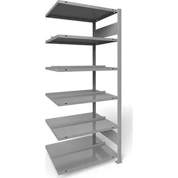 Kancelářská sestava Zásuvný regál na spisy COMPACT, dvoustranný, 6 polic, v x š: 1850 x 750 mm, šedý, přídavný