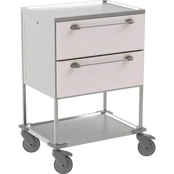 Policový vozík nerezový, 2 police, 2 zásuvky v barvě bílé, v x d x š: 1040x760x560 mm
