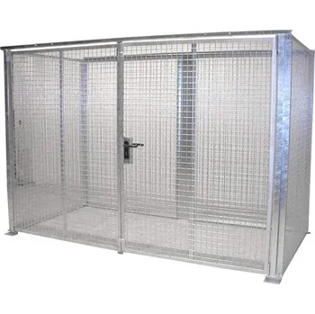 Klec na plynové lahve, bez střechy, dvoukřídlé dveře, max. lahví 78 x Ø 230 mm, d x š x v: 3100x1500x2070 mm, žárově zinkované