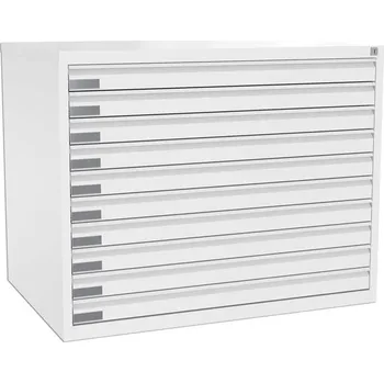 Kartotéka Zásuvková skříň na výkresy, 10 zásuvek, formát A1, barva bílá RAL9010