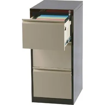 Kartotéka Kartotéka na závěsné pořadače A4 a Folio, 3 jednořadové zásuvky, v x š x h: 1018 x 475 x 620 mm, barva hnědá RAL8017 / béžová RAL1015