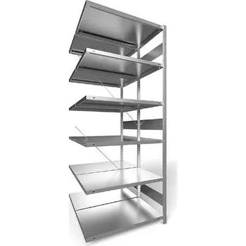 Dílenský regál Zásuvný regál CLIP S3, dvoustranný, V: 2500 mm, 2 x 6 polic 1000 x 600 mm, nosnost 230 kg, pozinkovaný, přídavný