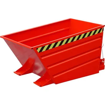 Přepravník Výklopný ocelový přepravník s nízkou násypnou hranou, objem 500 l, d x š x v: 1375x800x730 mm, barva červená RAL3000