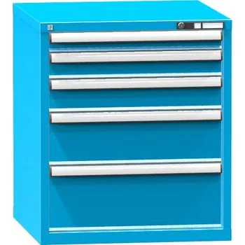 Zásuvková dílenská skříňka, 5 x zásuvka, v x š x h: 840 x 731 x 780 mm, barva modrá RAL5012