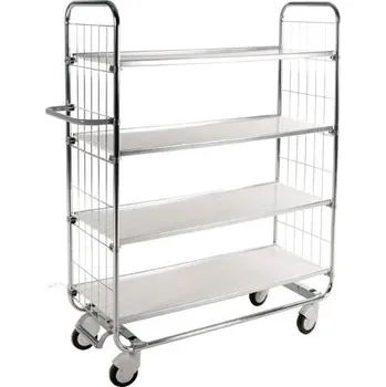 Policový vozík, pozinkovaný, 4 police, nosnost 250 kg, d x š x v: 1195x470x1590 mm