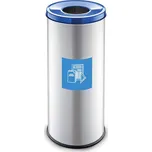 Koš na tříděný odpad EKO, objem 45 l, nádoba lakovaná šedá, víko modré (papír).