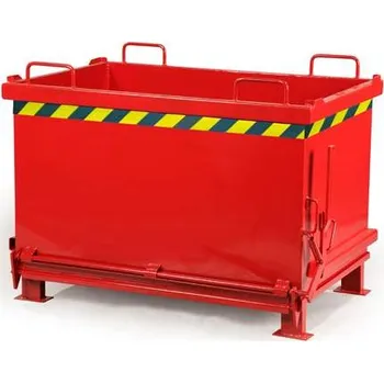 Přepravník Přepravník s výklopným dnem, objem 570 l, nosnost 1000 kg, d x š x v: 1200 x 800 x 910 mm, barva červená RAL3000