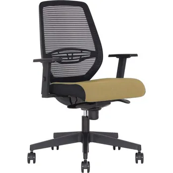 Kancelářská otočná židle NEOS, podstava černá, opěradlo síťované, sedák béžový