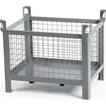 paleta Ohradová paleta, kovová, 800 x 600 mm, 4 síťované bočnice, barva šedá RAL7005