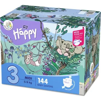 jednorázová plena Bella Happy 3 Midi 5-9 kg Box 144 ks