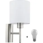 Eglo 94924 PASTERI white - Nástěnná textilní lampička, 1 x E27 + Dárek LED žárovka (Lampa na zeď v barvě bílé)