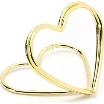 Svatební dekorace Stojánky na jmenovku srdíčko zlaté 2,5 cm, 10 ks