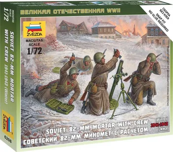 Plastikový model Zvezda Wargames (WWII) Soviet 82mm Mortar with Crew (Winter Unif.) 1:72