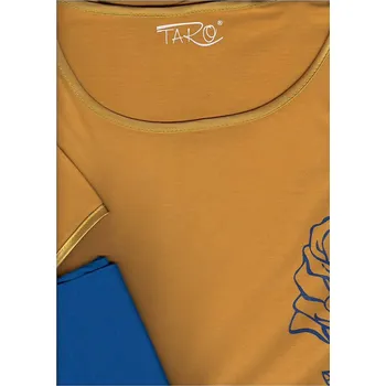 Dámské noční prádlo Taro, dámské pyžamo 159-Sylwia, krátký rukáv, okrová, vel. XXL