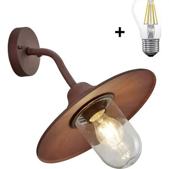 Venkovní osvětlení Trio Leuchten 201760124 BRENTA - Nástěnné venkovní retro svítidlo v hnědé rezavé barvě + Dárek LED žárovka (Retro svítidlo na venkovní zeď IP44)