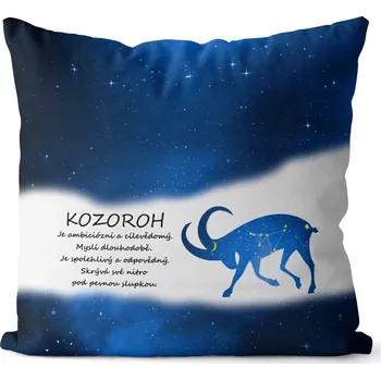 Dekorativní polštářek Polštář Kozoroh (22.12. - 20.1.) - modrý (Velikost: 40 x 40 cm)