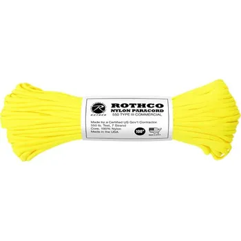 Lano ROTHCO Šňůra PARACORD nylon 550LB ø 4 mm / 30 m REFLEXNÍ ŽLUTÁ velikost: 4mm / 30m