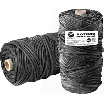 Horolezectví ROTHCO Šňůra PARA 550' na cívce nylon ø 4 mm / 90 m ČERNÁ