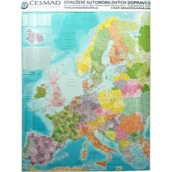 Nástěnná mapa - Evropa s PSČ